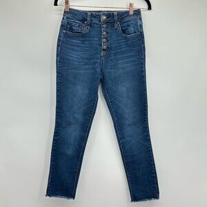 Aeropostale Button Fly Flex Effects Super High Rise Crop Jeans Size 25